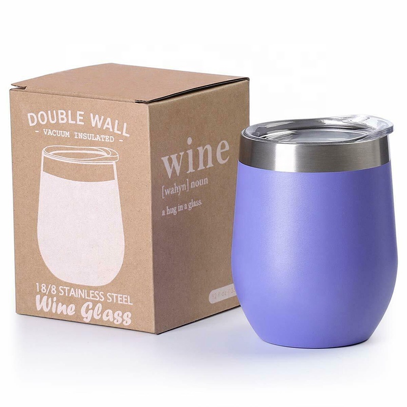 Stainless Steel Stemless Double Wall Insulated thermos Wine Cup Tumblers  purple  dropshipping