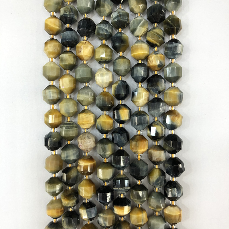 10mm High Quality Wholesale Natural Gold Orchid Tiger Eye Stone Double Tip Beads Bracelet