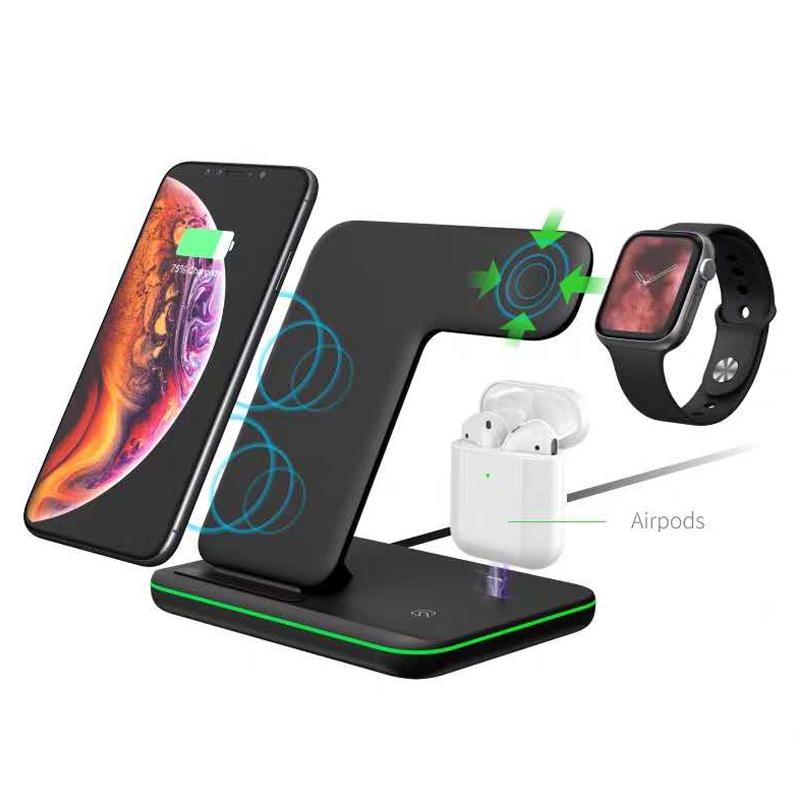 Amazon Лидер продаж 2020 Беспроводная зарядная станция Док-станция 3 в 1 Быстрое беспроводное зарядное устройство для сотового телефона часы наушники