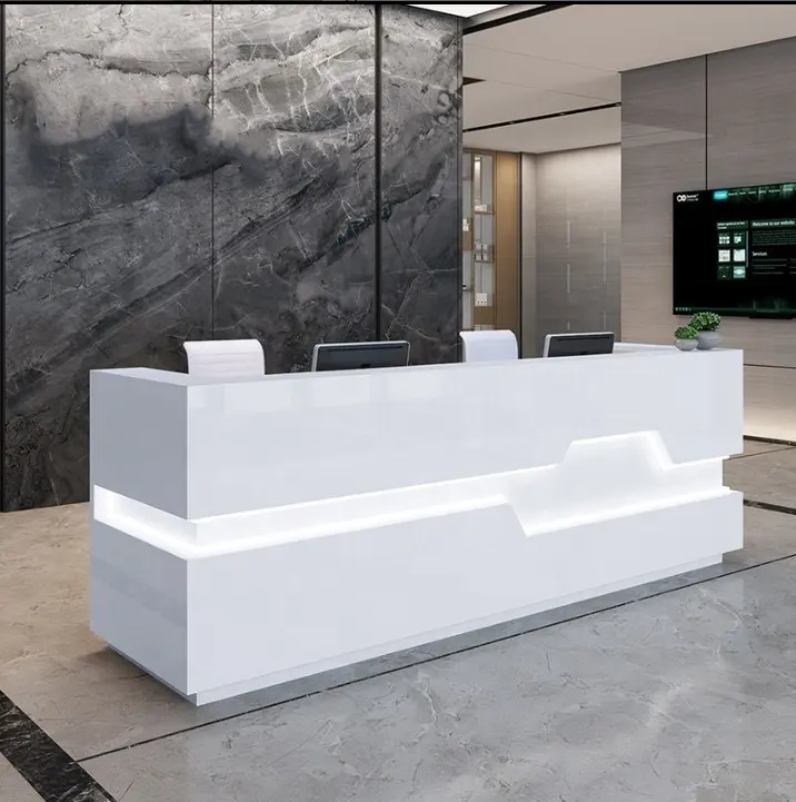Hot Popular Custom Office Front Counter Furniture Design Unique Solid Surface Reception Desk Counter Top With Partition/