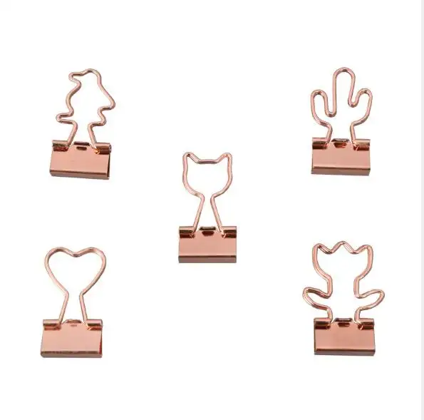 Promotional Metal Rose Gold Cheap Heart Shape File Binder Paper Clip For Office