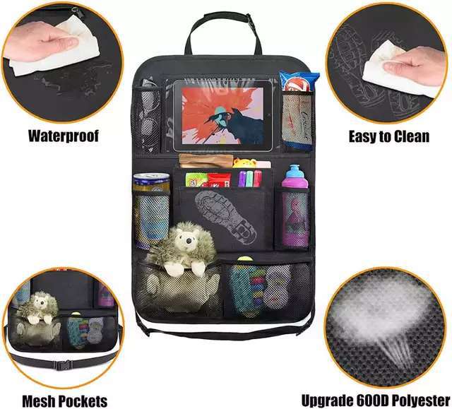 Car backseat organizer Car organizer with touch panel holder car seat backrest protection