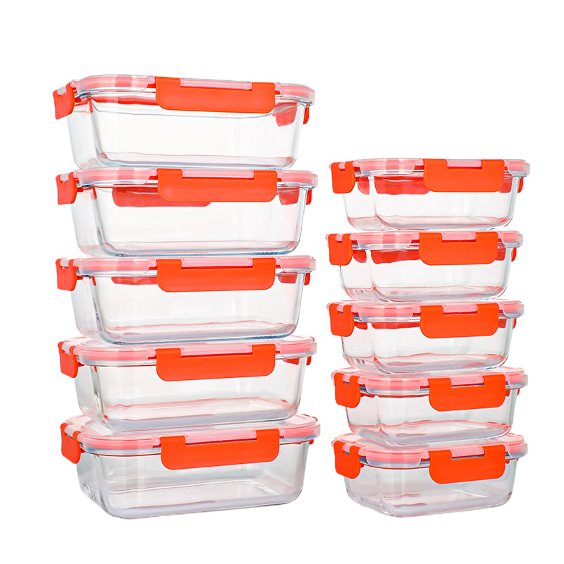 10 Pack Glass Food Storage Containers, Meal Prep with Lids Leak Proof, Microwave Freezer Safe (34oz 12)