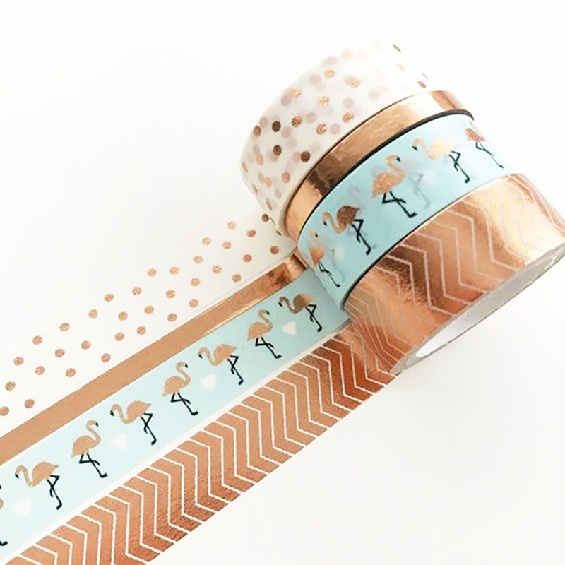 Adhesive Masking Printed Gold Foil Japanese Washi Tape Custom DIY Planner Masking Foil Tape Washi Tape