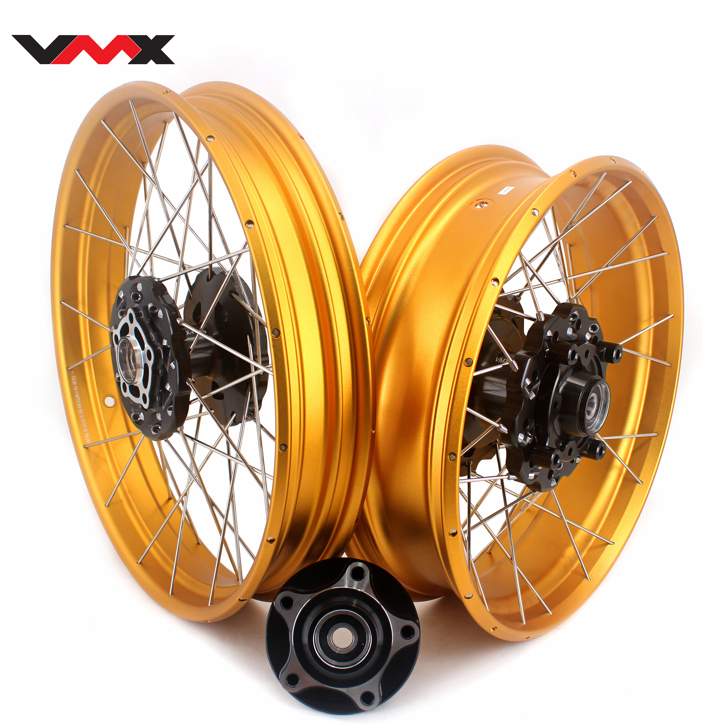 VMX 2.5*19"/4.25*17" Tubeless Wheels Rims Fit HONDA CB500X 2019-2021 Black Hub Gold Rim
