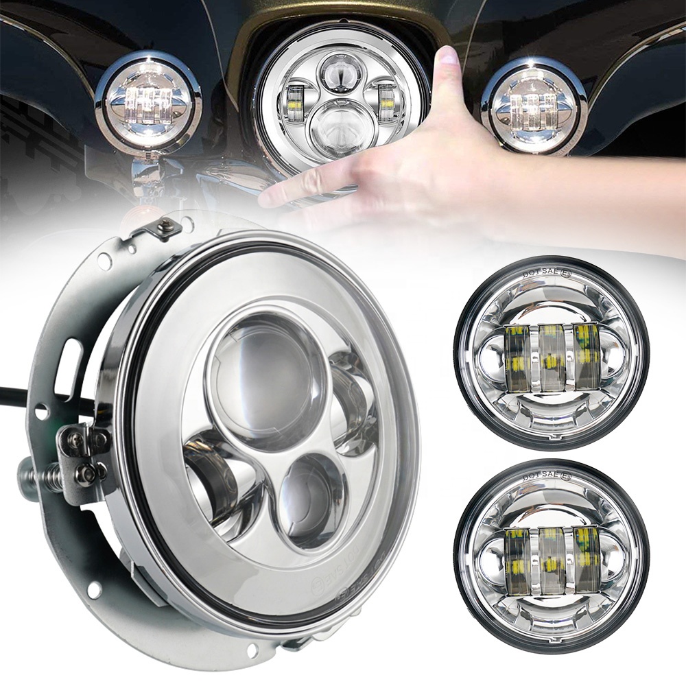 Bevinsee 7 "светодиодные фары 4,5" Противотуманные фары Combo Kit для Harley Electra Glide Ultra Classic