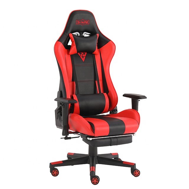 SX 2D черный + красный 160 регулируемый угол Экстремальный игровой стул с подставкой для ног