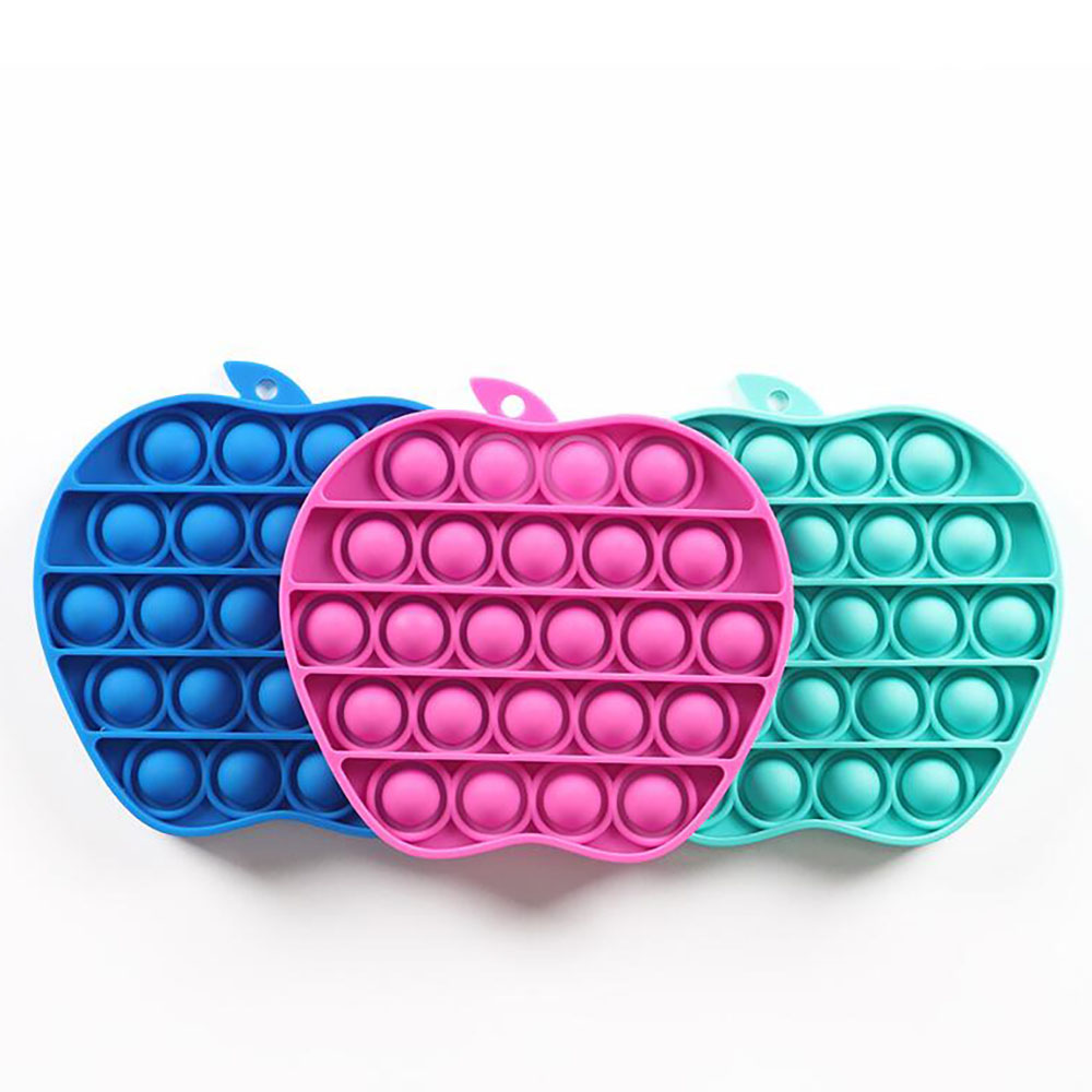 2021 new arrival Apple shape urable Silicone sob push pop bubble sensory fidget toy for Kid and Adult