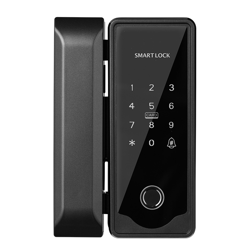 Smart Digital Wifi Biometric Fingerprint Doorlock Two Frameless Push Sliding Glass Door Lock