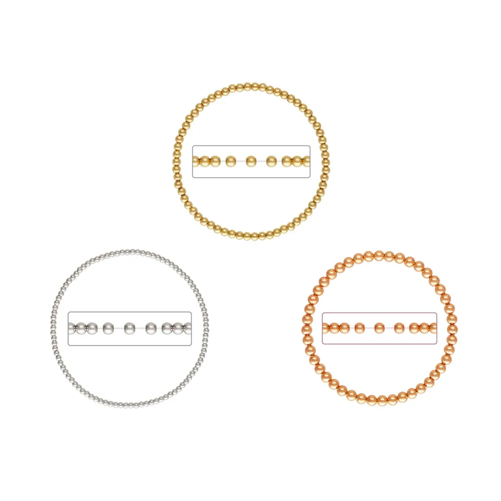 Fine 14k Gold Filled Jewelry Beaded Bracelet Sterling Silver 925 Bracelets for Jewelry Making Rose Gold Filled Bangles