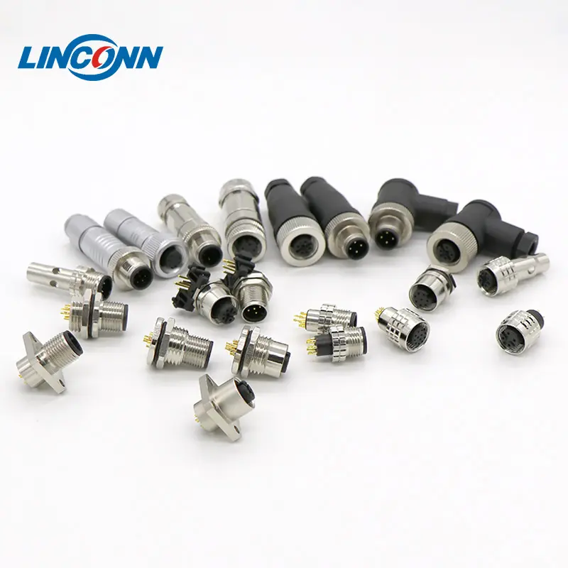 M12 free plug connector m12 cable assembly connector/3 to 12 pin waterproof