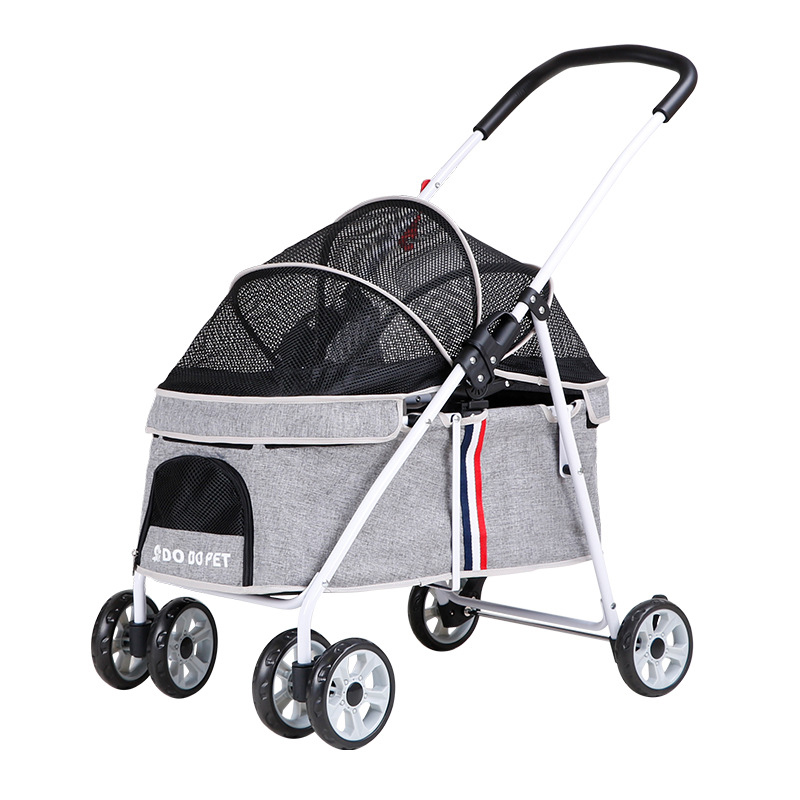 Wholesale Luxury foldable pet stroller Teddy Corgi puppy Four-wheel outdoor Trolley portable travel cart for cat dog