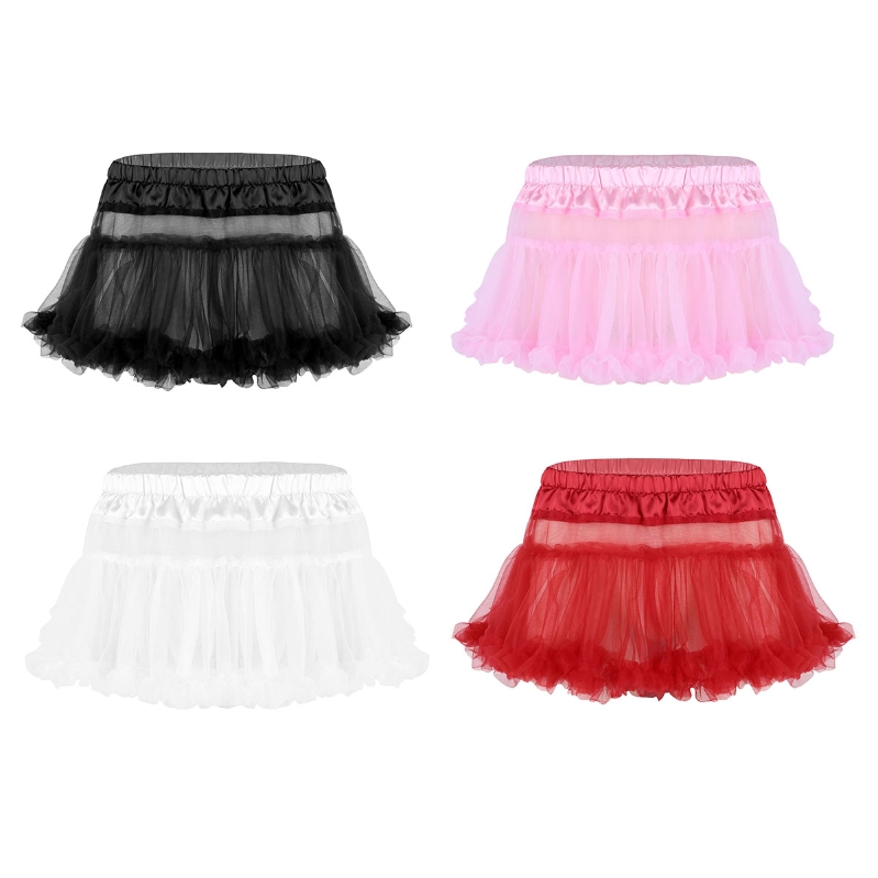 Luxury Sissy Maid Dress Frilly Ruffled Soft Tulle Layered skirt Satin Sissy Lingerie For Men