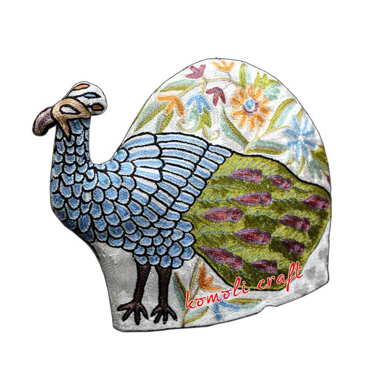Handmade embroidery peacock tea warmer cozy teapot cover