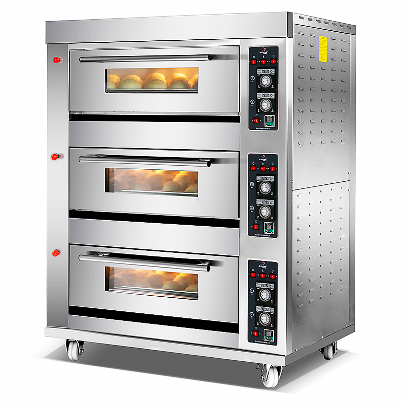 Guangzhou 3 Deck 6 Trays Commercial Kitchen Gas Oven Bakery Machine equipment Baking Oven Bread Cake Deck Oven