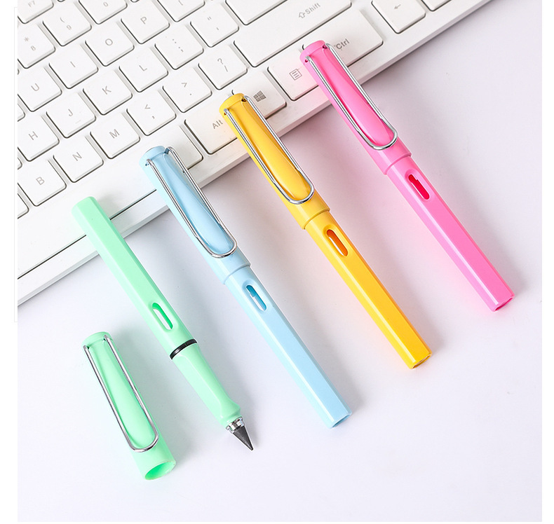 Cute Macaroon Deathless Pen Permanent Constantly HB 2B Lead Pencil Kids Correcting No lnk Eternal Pen & Pencil with Eraser