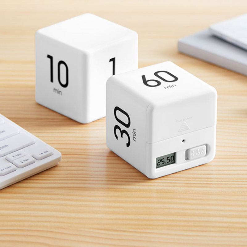 Цифровой Настольный таймер YIZHI Pomodoro Cube, 1-60 минут, светодиодный дисплей, вращающийся куб, Квадратный Блок, кухонный таймер