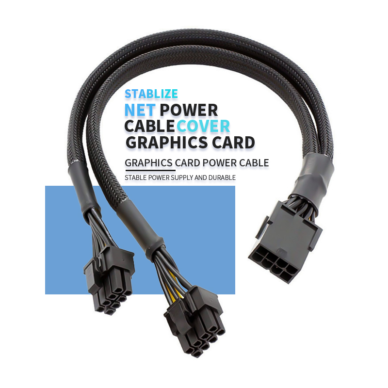 Плетеный 8-контактный переходник с внутренней резьбы PCIE на двойную PCIE 8-контактный (6 + 2) адаптер питания со штыревыми соединителями для графической карты Удлинительный кабель для графического процессора