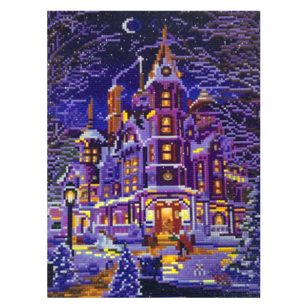 Huacan Special Shaped LED Light Diamond Painting Winter Landscape Wholesale Diamond Embroidery Mosaic Christmas Decoration