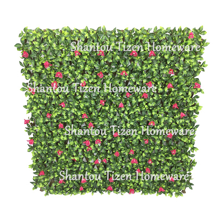 OEM Outdoor Plastic PVC PE Expandable Privacy Trellis Fence Artificial Ivy Willow Gardenia Bougainvillea Flower Leaf Leave