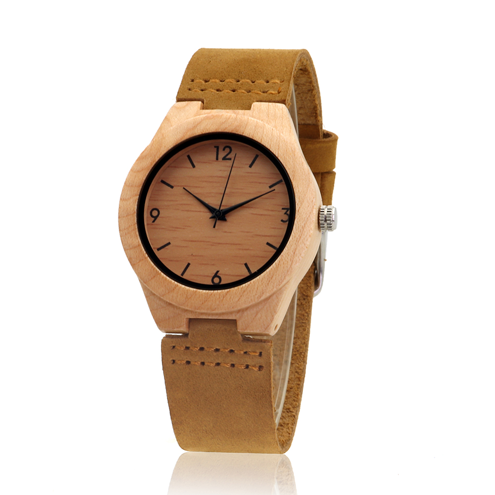 Best price discount natural wood leather strap wristwatches ready to ship