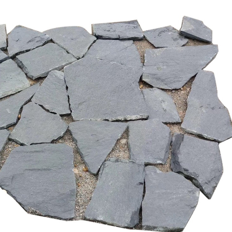 Irregular black natural stone flagstone lowes for road paving
