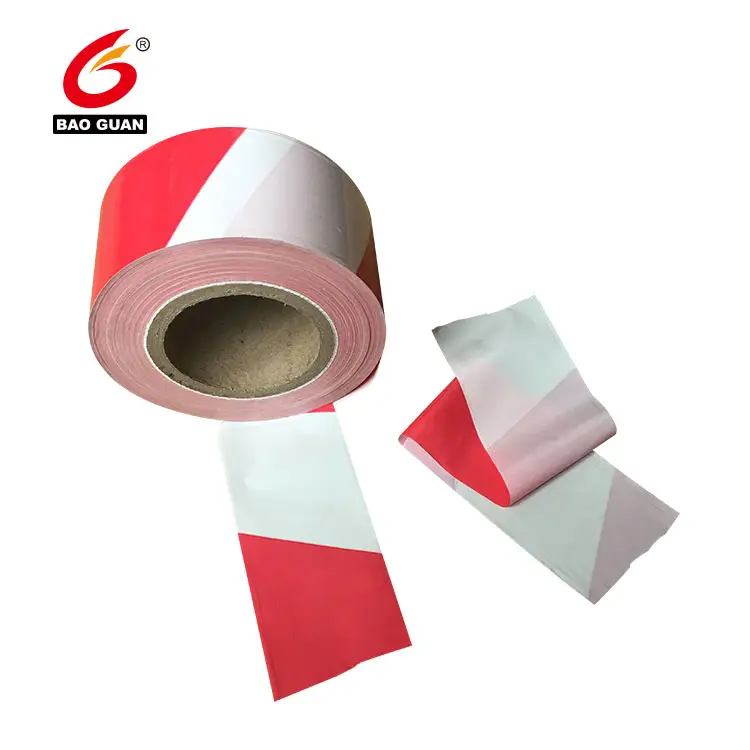 Hazard Red White PE Warning Tape Striped Custom Barrier Tape Non-Adhesive