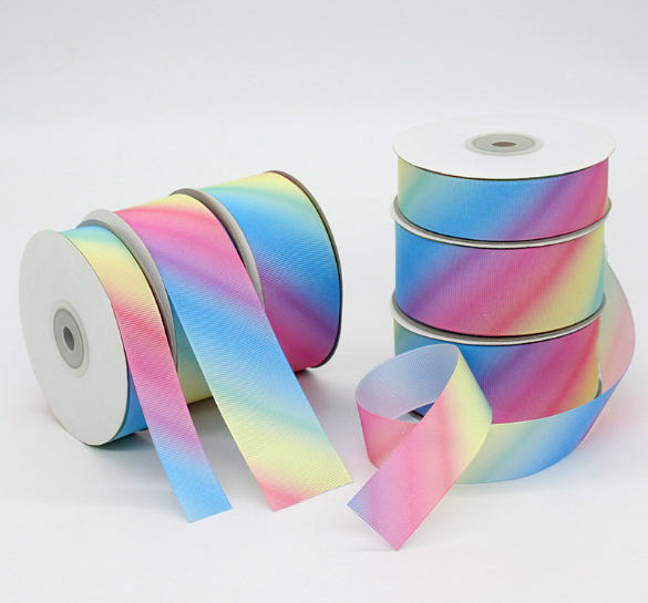 Factory wholesale rainbow thread ribbon gradient ribbon gift decoration ribbon