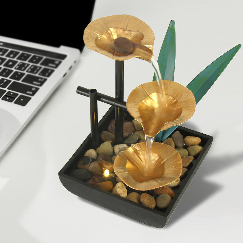 Tabletop Fountains Indoor Lotus Leaf Relaxation Fountains Tabletop Waterfall Decoration Fountain