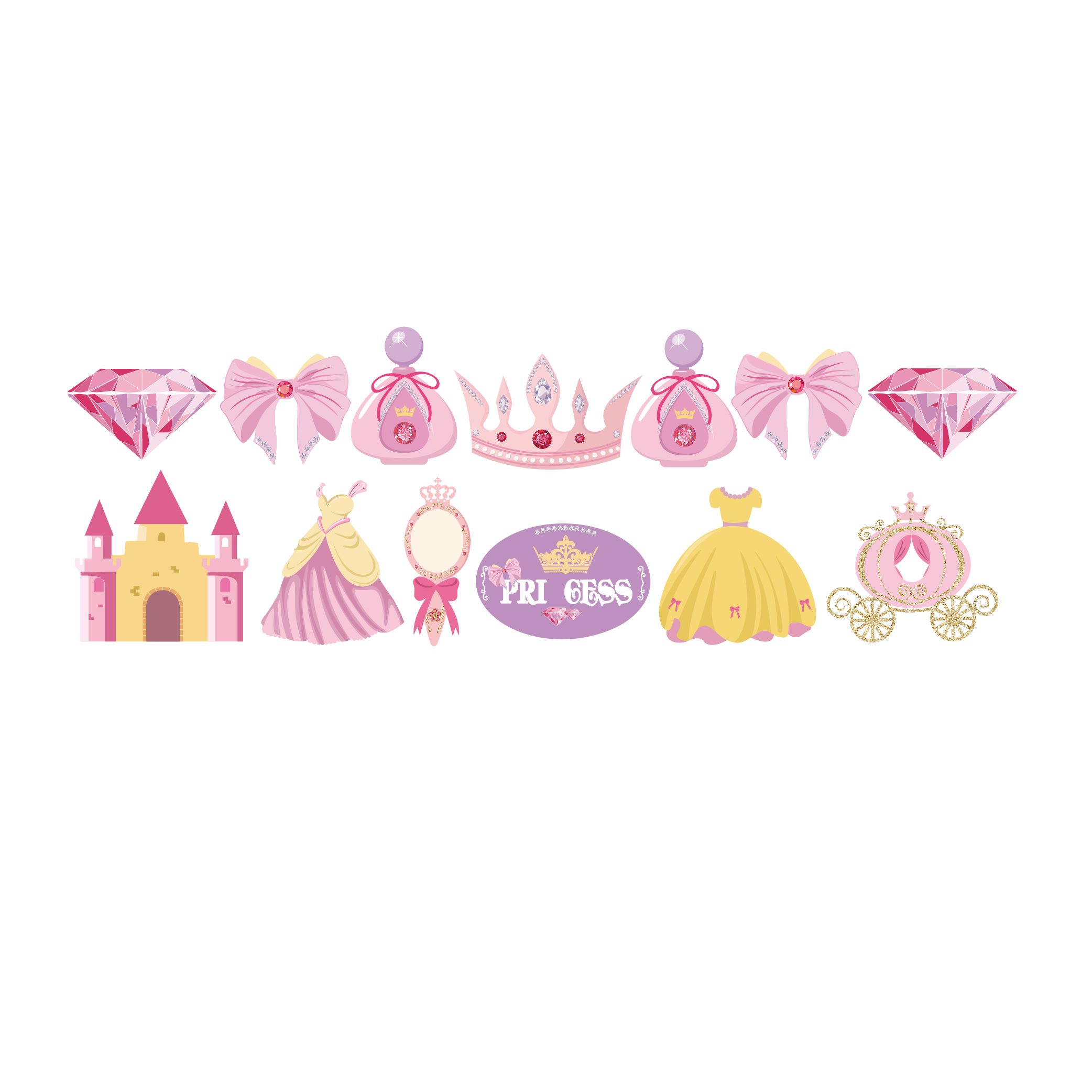 BA215 Princess Theme Party Banner Flag Paper Banner Hanging Custom Printing Garland Girls Birthday Decorations Party Supplies