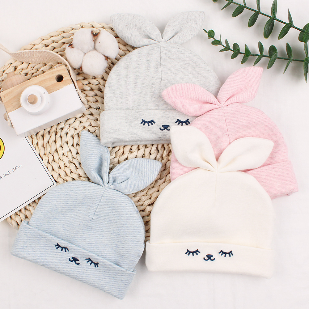 Sleeping Rabbit Infant Hat Beanie New Born Hospital Caps Infant Cute Beanie Hats Newborn Baby Hat