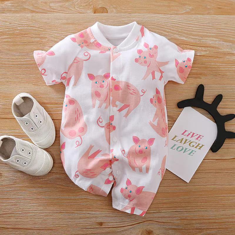 Baby Bodysuits Summer Clothing short sleeves Solid Jumpsuits cartoon