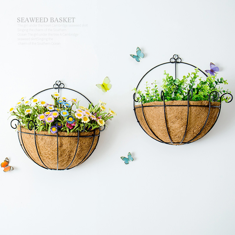 5-16 Inch Coconut Palm Hanging Baskets Decoration Art Wall-mounted Flower Basket Balcony Flowers Grass Plant Pot
