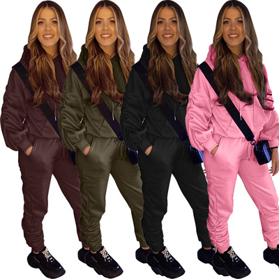Custom Logo Fall Women Clothes Hoodie Sweatshirt And Stacked Sweatpants Set Women Jogger Hooded Sweatsuit