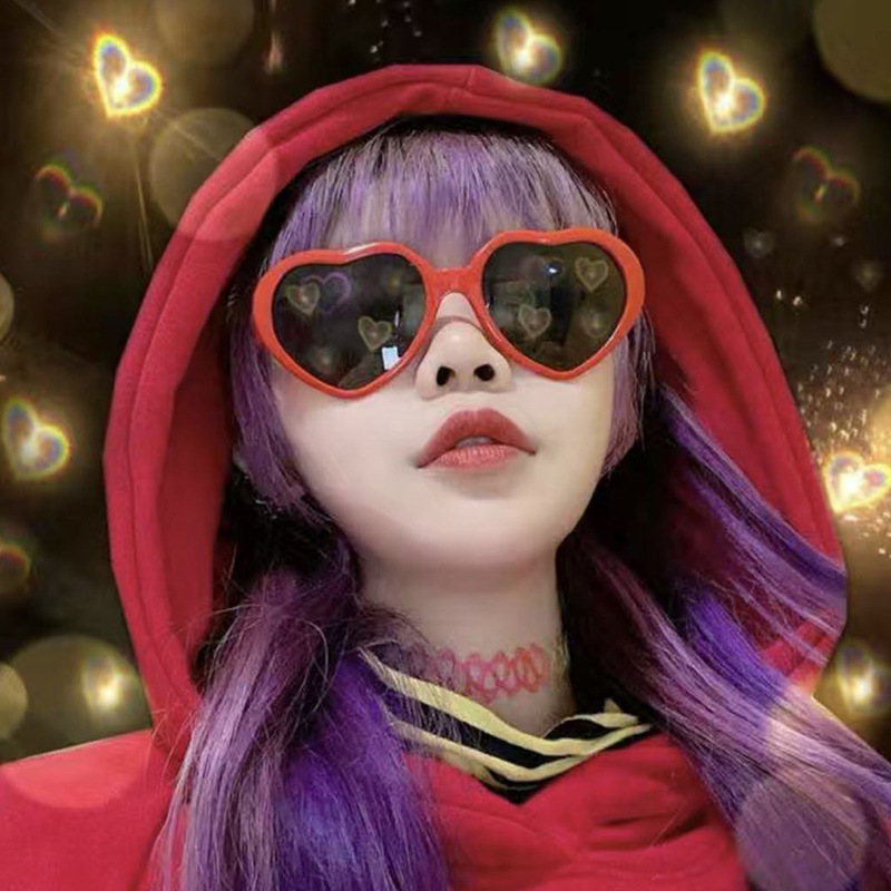 Оптовая продажа, очки для девочек, Детский Светильник Gafas 2021, с сердечками, специальный эффект, волшебная форма, любовь, солнцезащитные очки, дифракционные очки в форме сердца