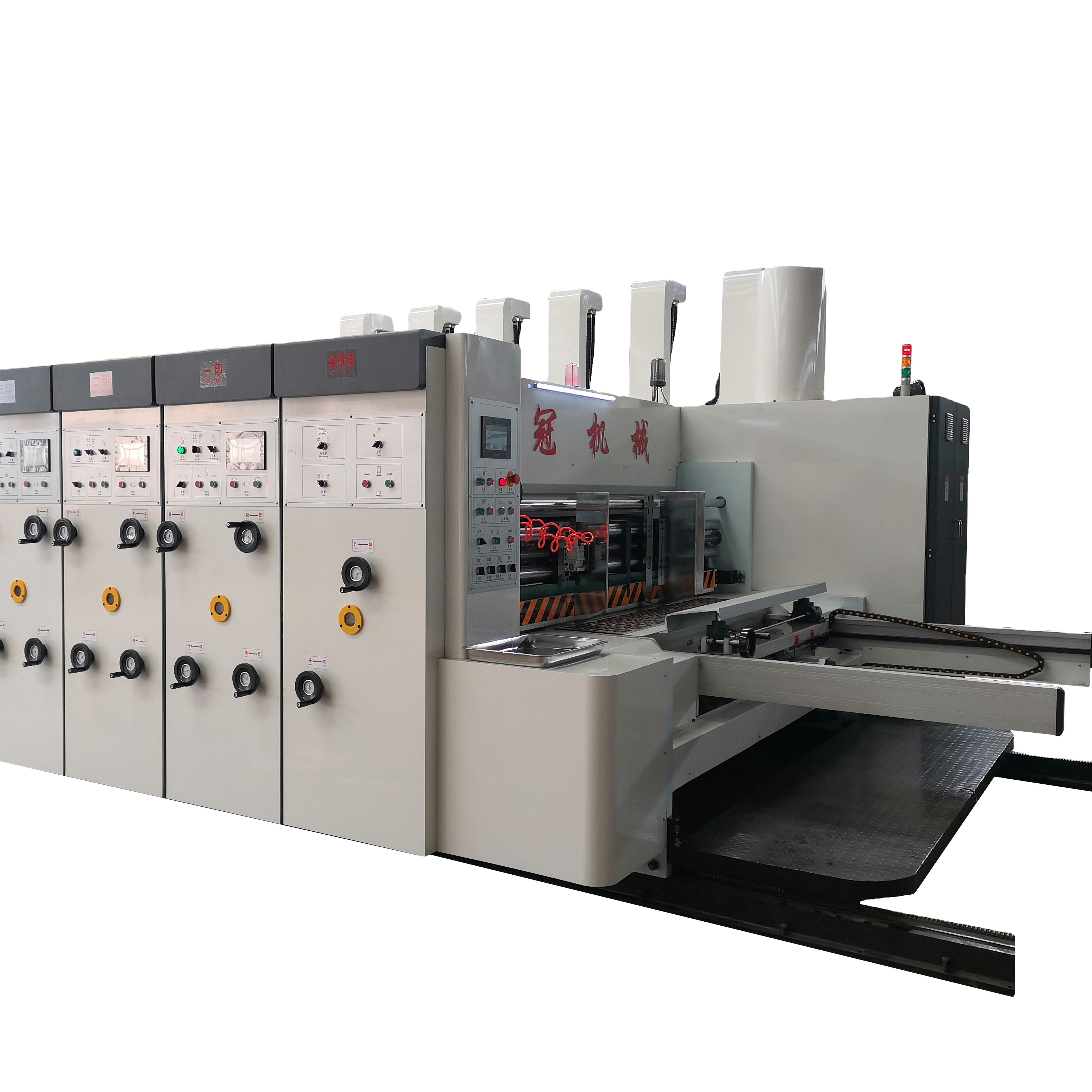 Flexo printing slotting and die cutting machine