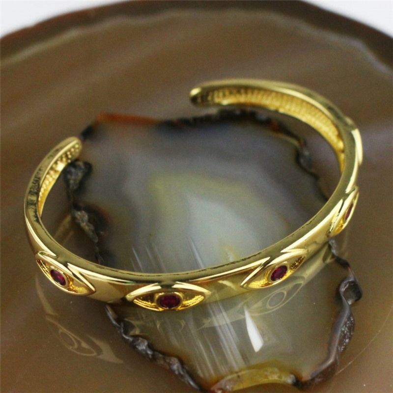 CH-HDT0322 New design plated cz bangle,colorful eye shape big single bangle,popular plated bracelet cheap wholesale