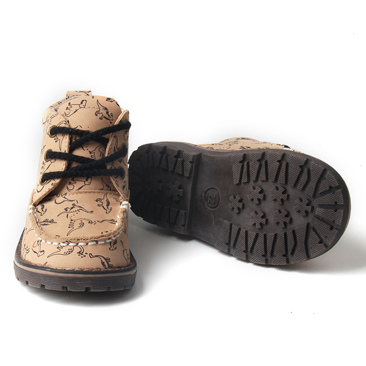 Custom Printing Leather Kids Booties Shoes Genuine Leather New Fashion Children's Boots Shoes In Hard Rubber Sole