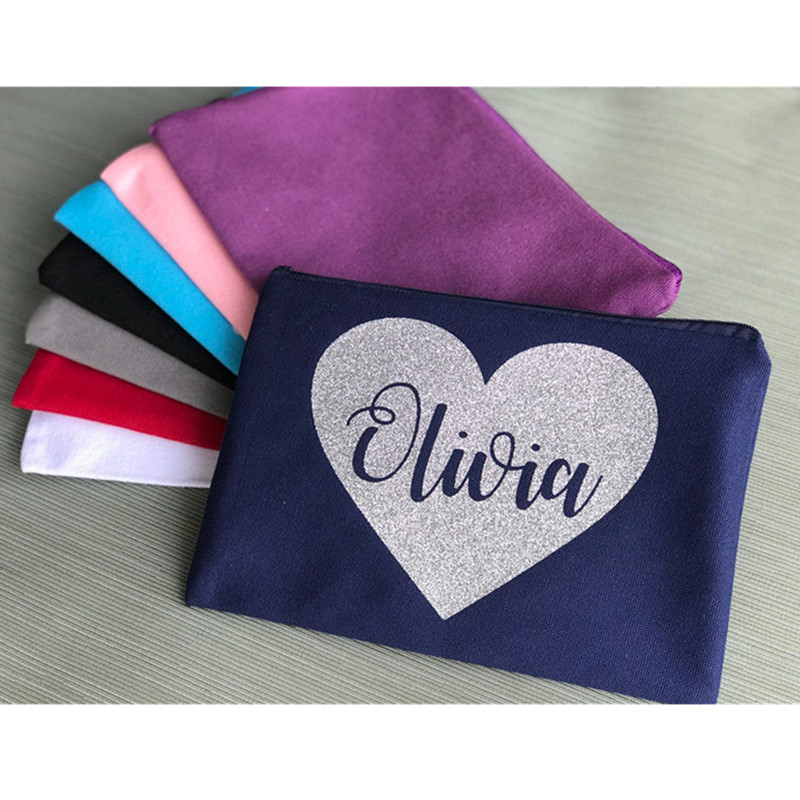 cosmetic thick cotton canvas dust bag with custom logo printing/coin makeup zip bag