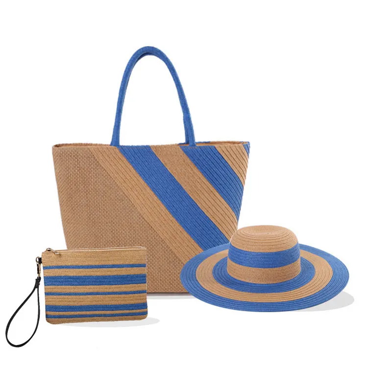 custom logo summer beach hat and bag set for girl women