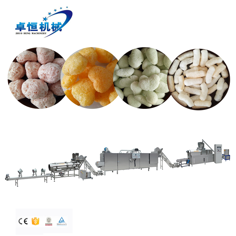 Double screw puffed corn snacks making machine line
