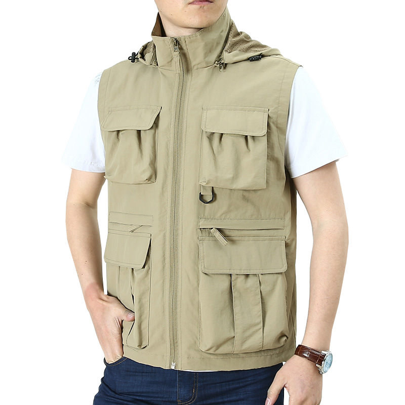 Outdoor sport reporter fisherman vest men's sleeveless mesh safari fishing vest customized men photography vest with pockets