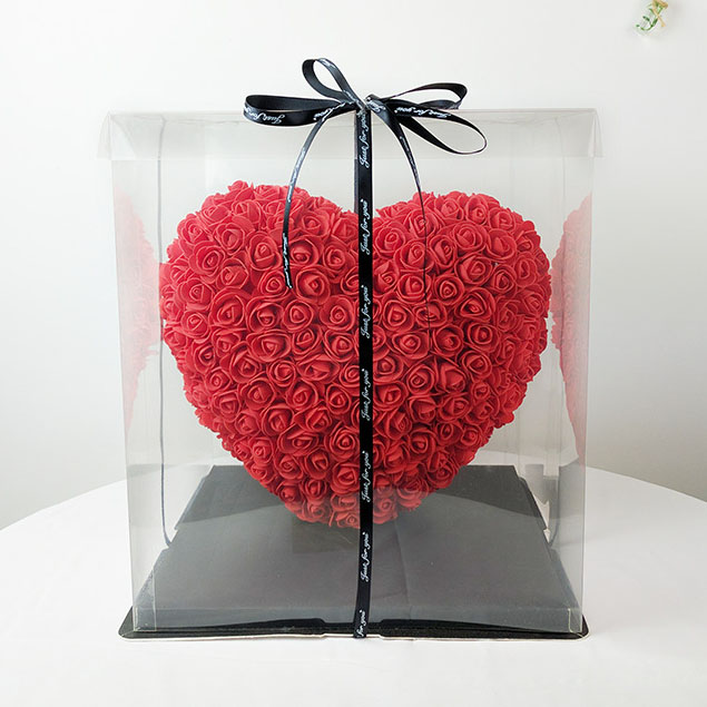 Factory Price Direct Shipping Free Hot Rose Heart Box Acrylic Rose Box Heart Shape Foam Rose Heart