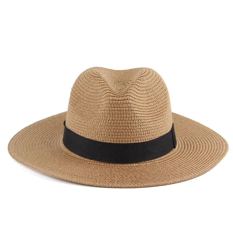 Hot Selling Panama Straw Hat Eco-Friendly Wide-brimmed Summer Beach Vacation Outdoor Anti UV Flat Sunhat Sombrero De Copa