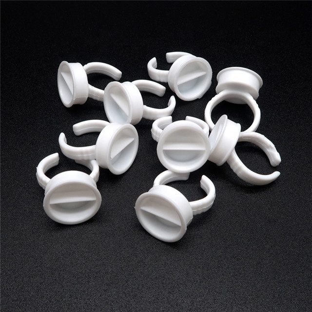 New white 100pcs/lot Eyelash Extension Glue Holder Ring disposible craft eyelash glue holder