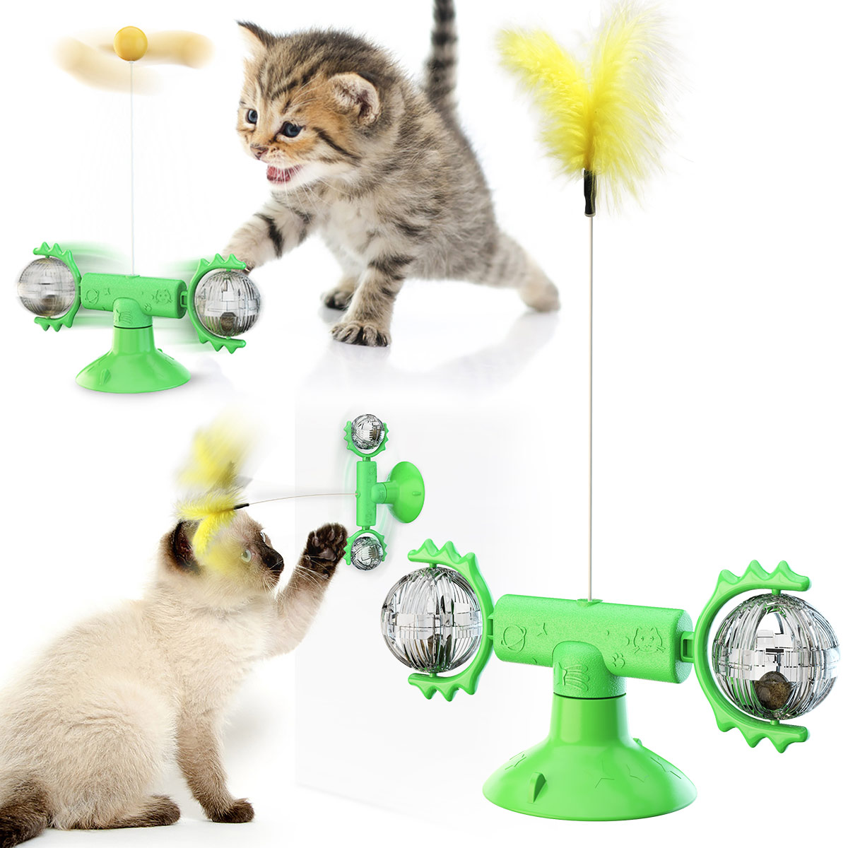 High Tenacity Tpr Innovative Design Rotating Teaser Toy Ball Feather Teaser