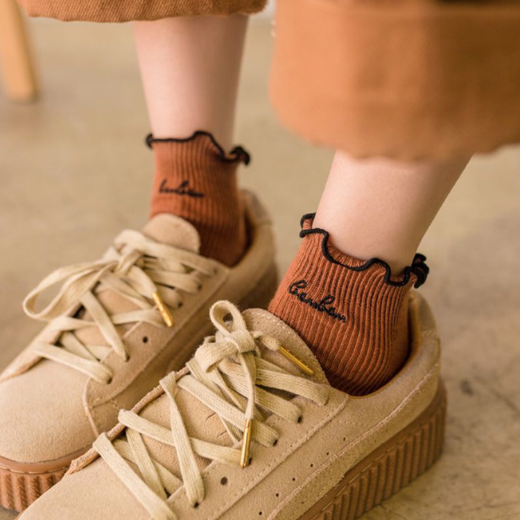 2021 Fashion Designer Ankle Sock Women Girl Custom Logo High Quality Socks Embroidered