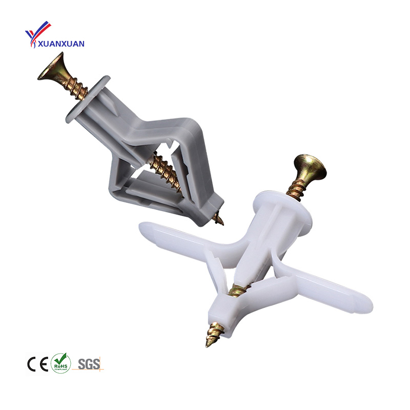 Widely Used Eco-friendly Ribbed Inserting Drywall Plastic Wall Anchor With Screws