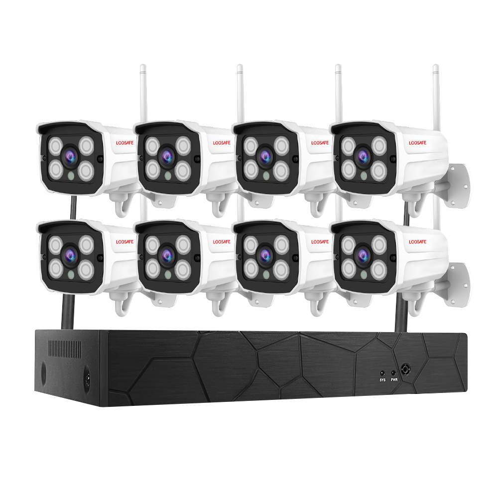 Full HD 3MP 8ch Outdoor Wifi Security Camera Kit Long Range Wireless Cctv System