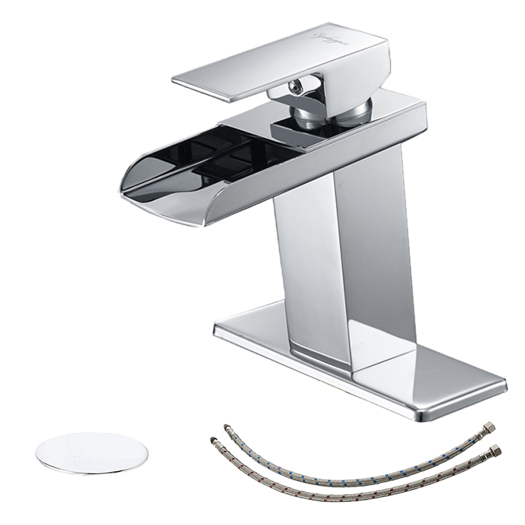 Cupc BWE Golden Finish Single-Handle Lever One Hole Lavatory Waterfall Upc Faucet